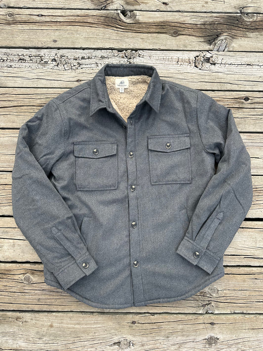 Charcoal Sherpa Lined Shirt Jacket by Surfside Supply