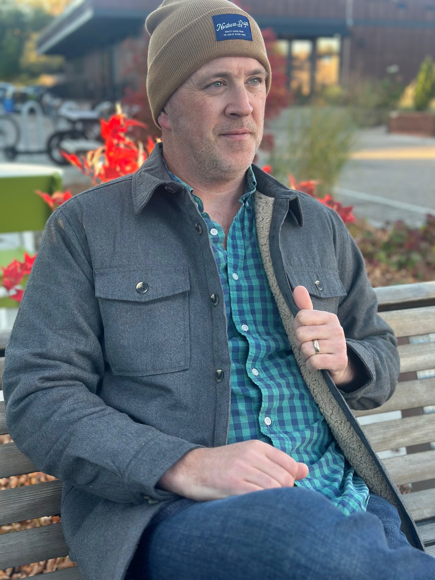 Charcoal Sherpa Lined Shirt Jacket by Surfside Supply