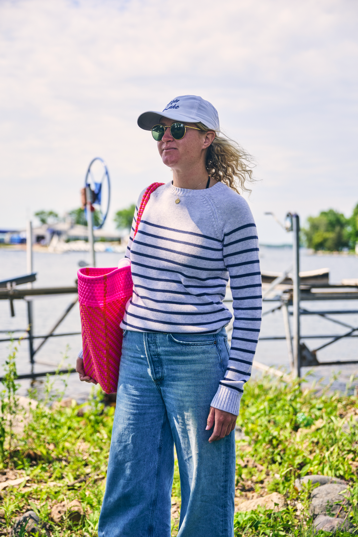 Women's Grey/Navy Striped Sweater