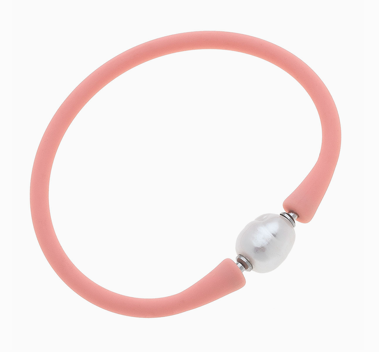 Light Pink Freshwater Pearl Silicone Bracelet by Canvas Style - FINAL SALE
