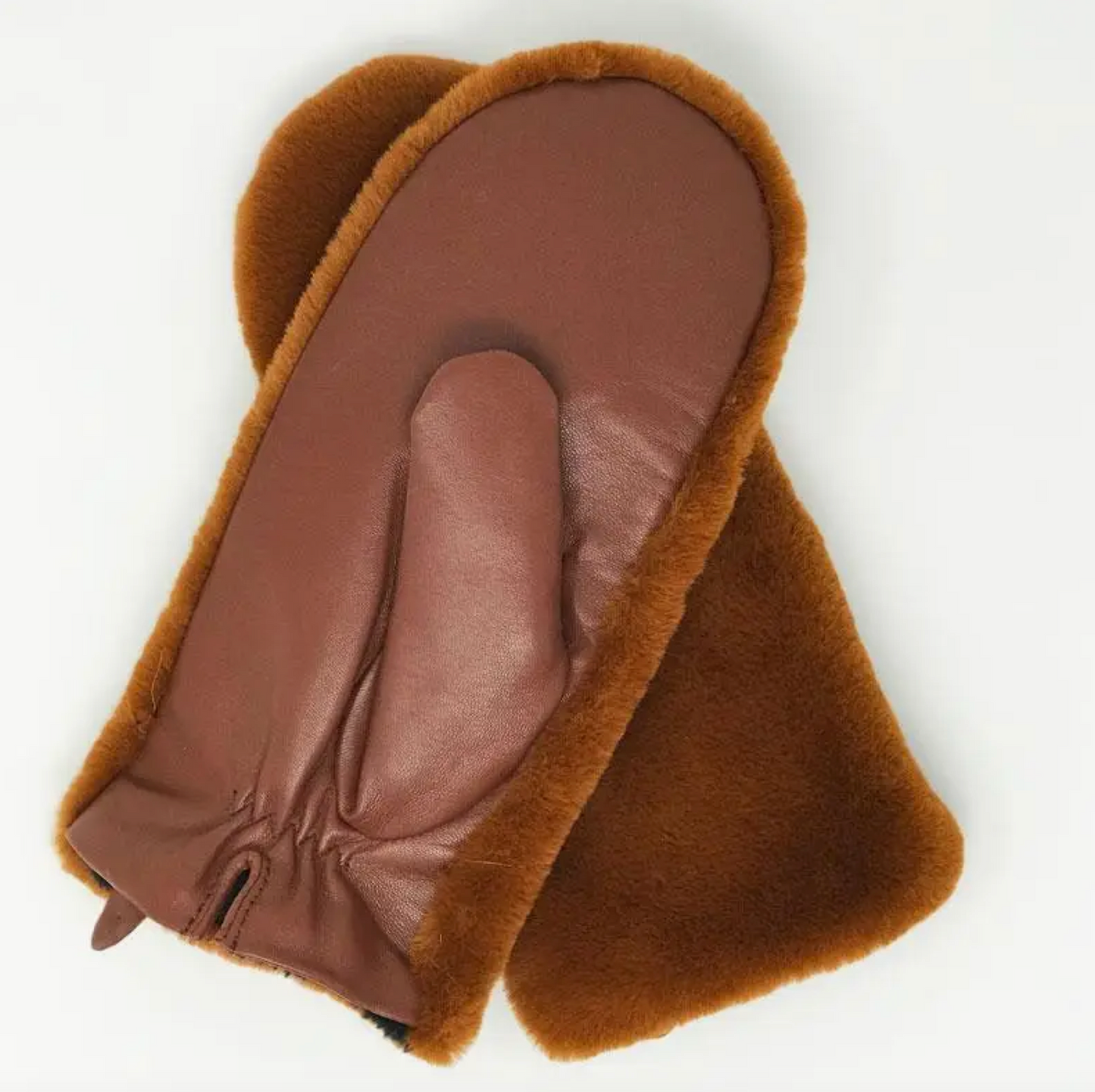 Cognac Faux Fur Mittens - by Namakan Goods