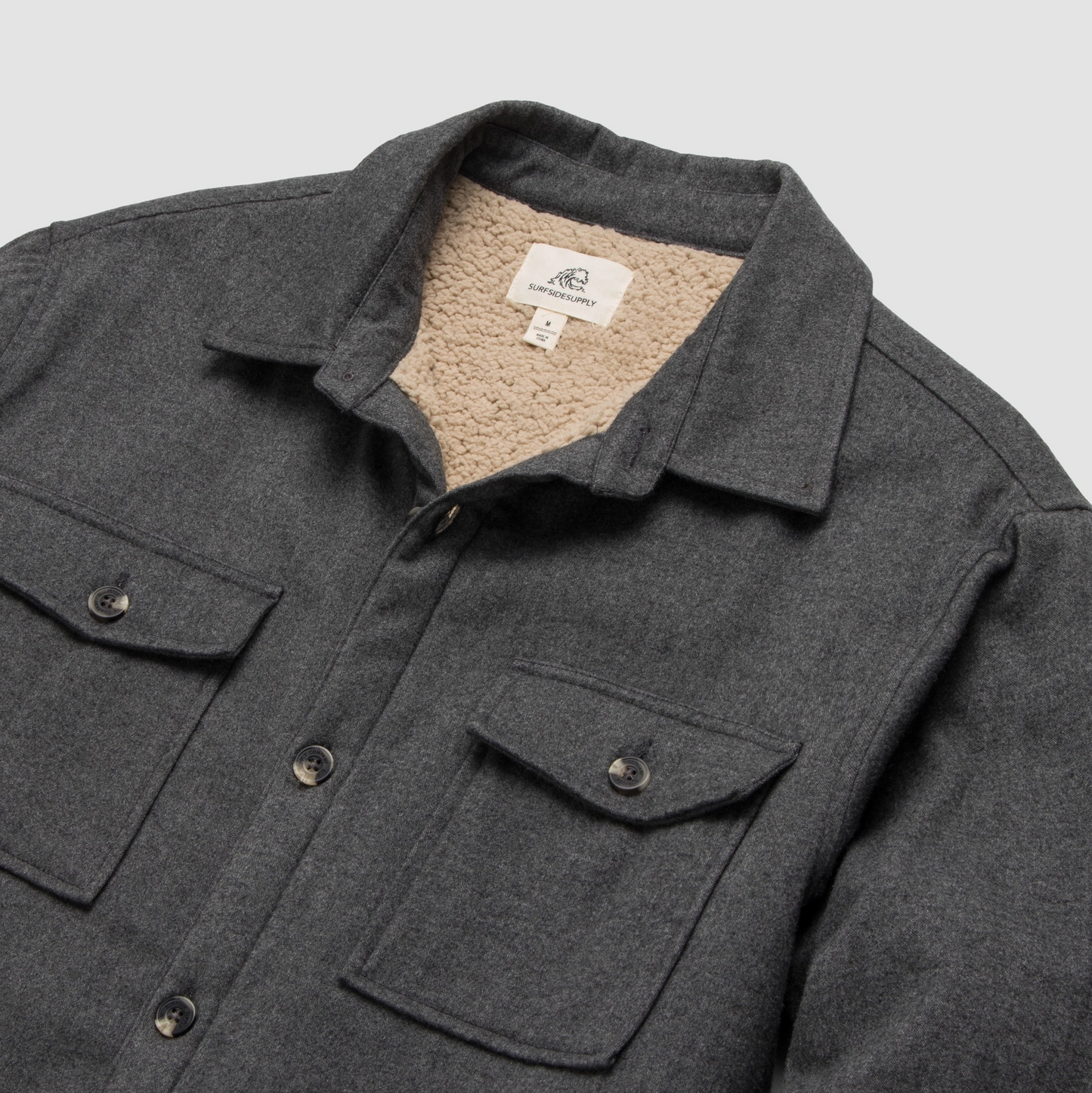 Charcoal Sherpa Lined Shirt Jacket by Surfside Supply