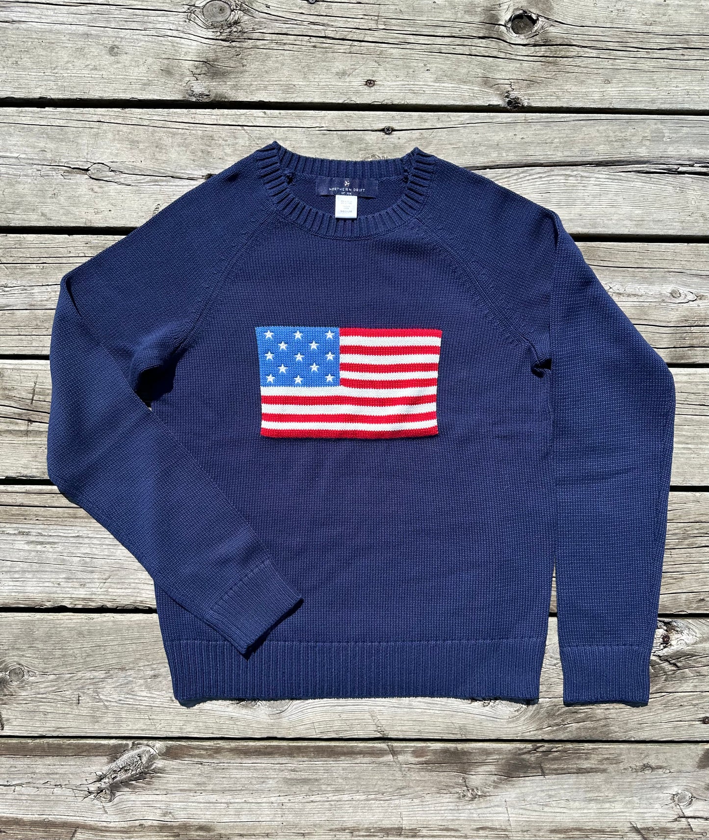 Women's American Flag Sweater - Navy