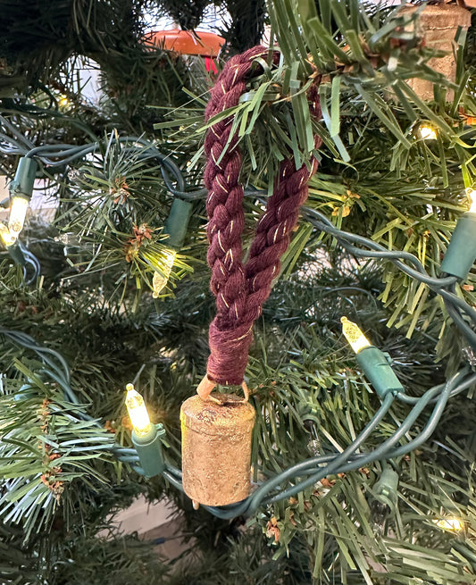 Golden Burgundy Tin Bell Ornament by Knots by Kerri