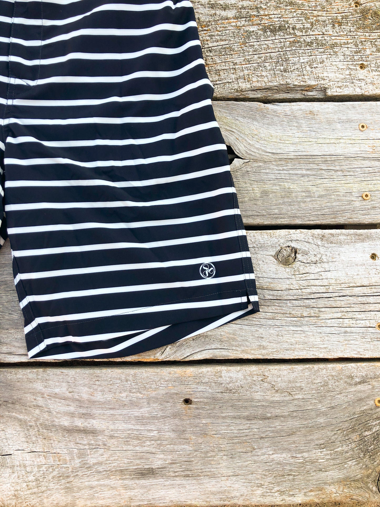 Men's Navy Striped Boat Shorts