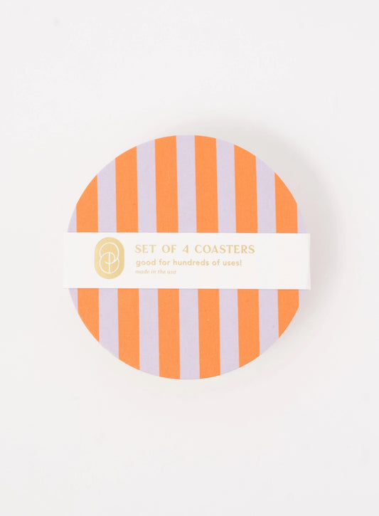 Ultra Violet and Orange Striped Coaster by One & Only Paper