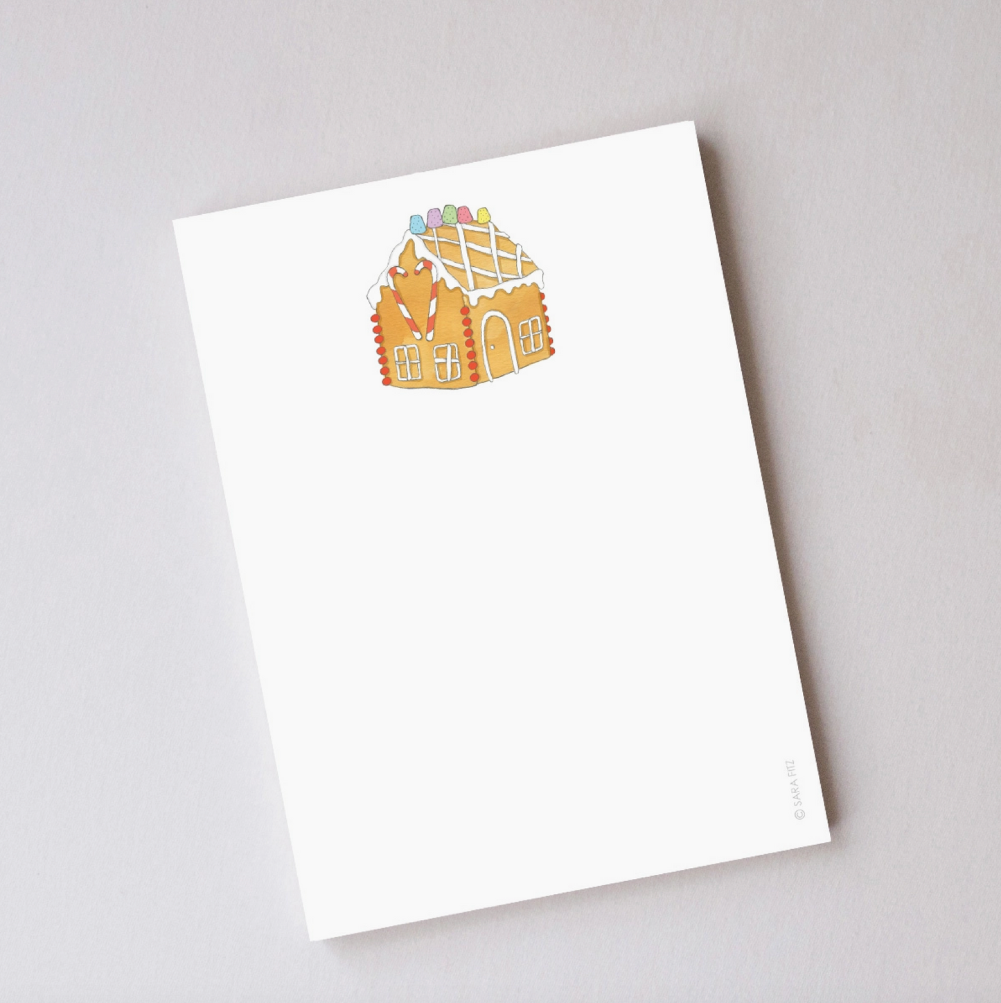 Gingerbread Cottage Notepad by Sara Fitz