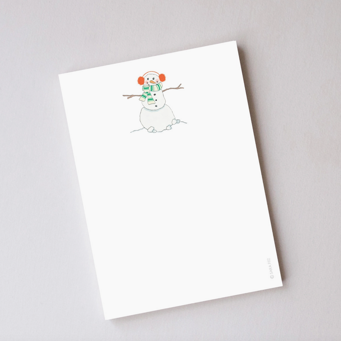 Happy Snowman Notepad by Sara Fitz