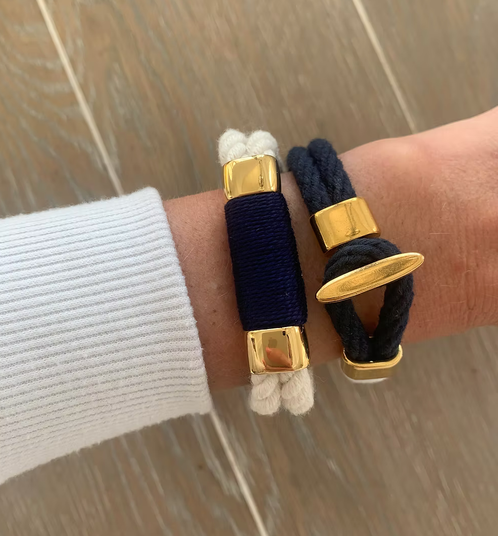 Tremont Bracelet - Ivory/Navy/Gold by Allison Cole