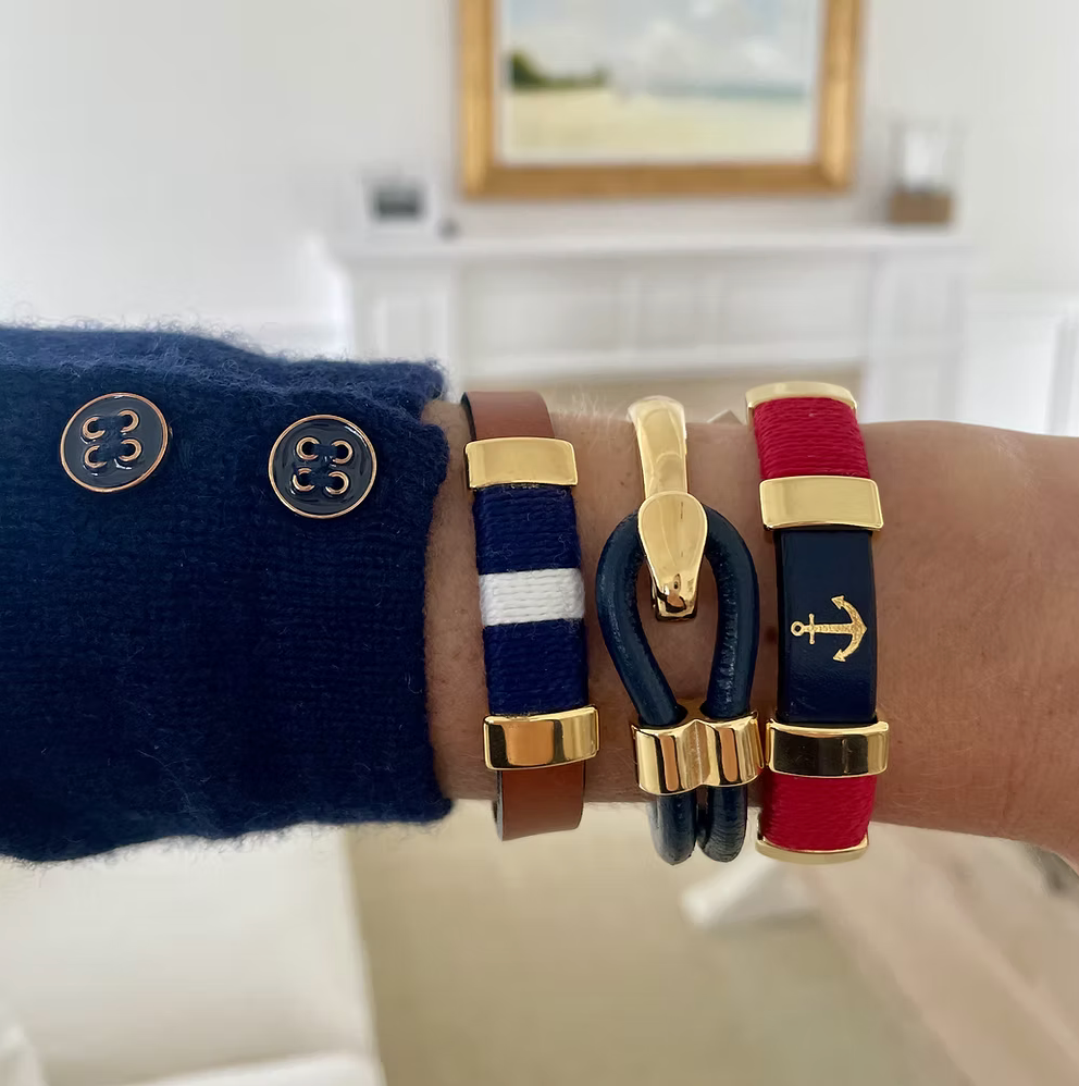 Chatham Bracelet - Navy/Red/Gold by Allison Cole