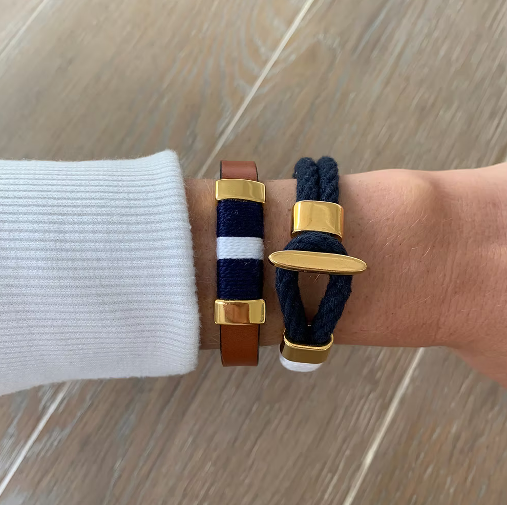 Cambridge Bracelet - Navy/White/Gold by Allison Cole