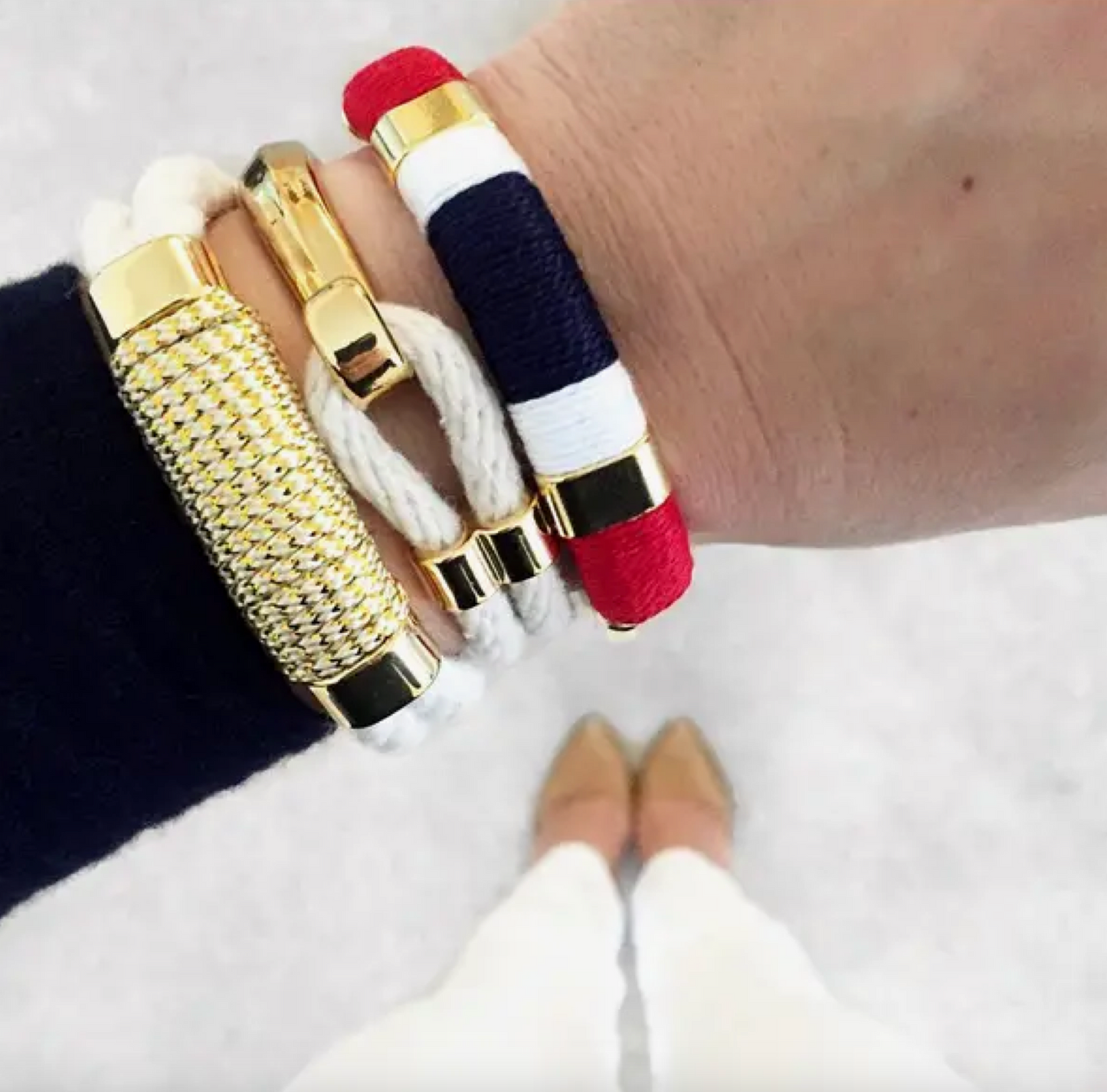 Newbury Bracelet -Ivory/Red/White/Navy/Gold by Allison Cole