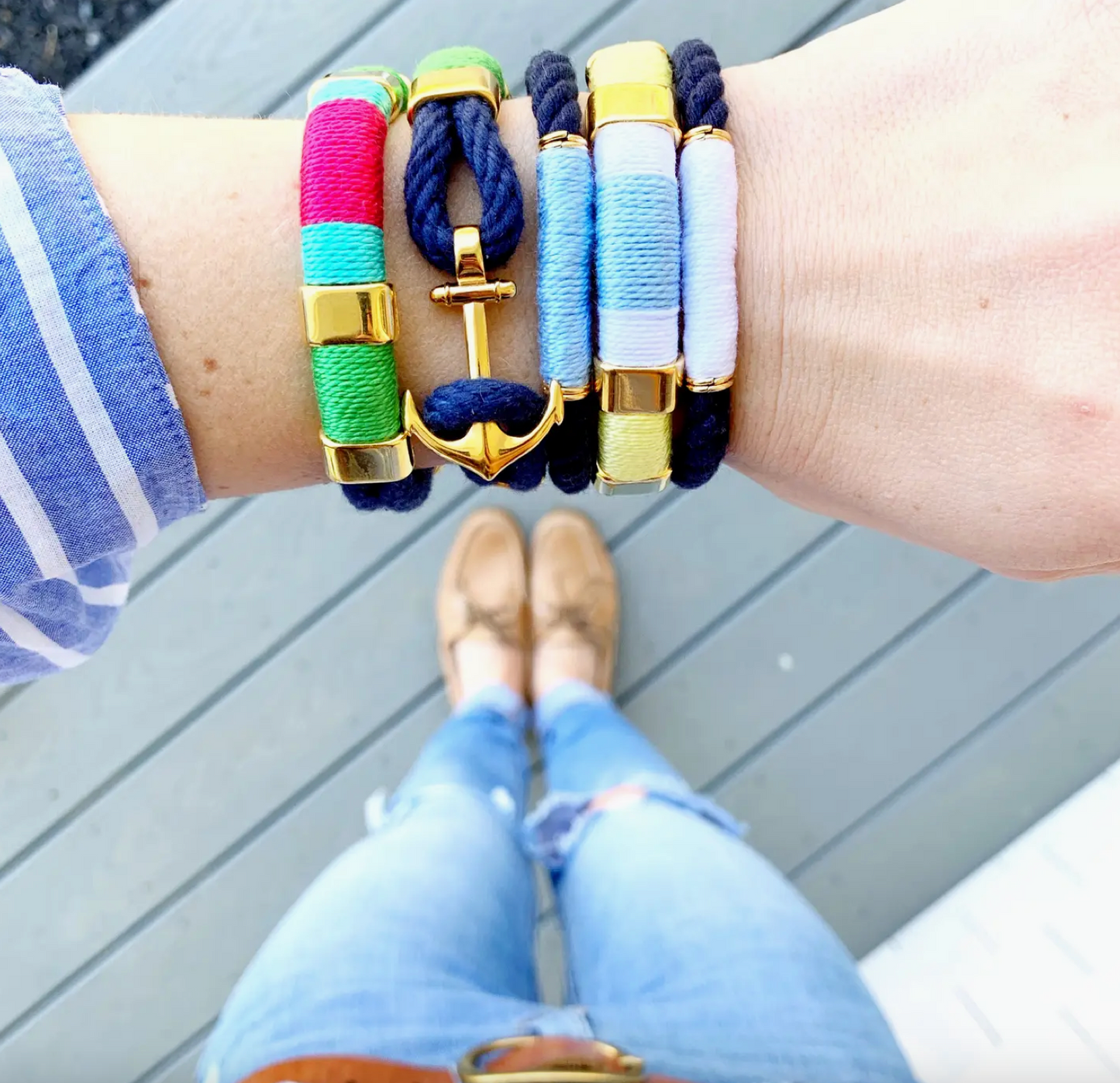 Navy White Beacon Bracelet by Allison Cole