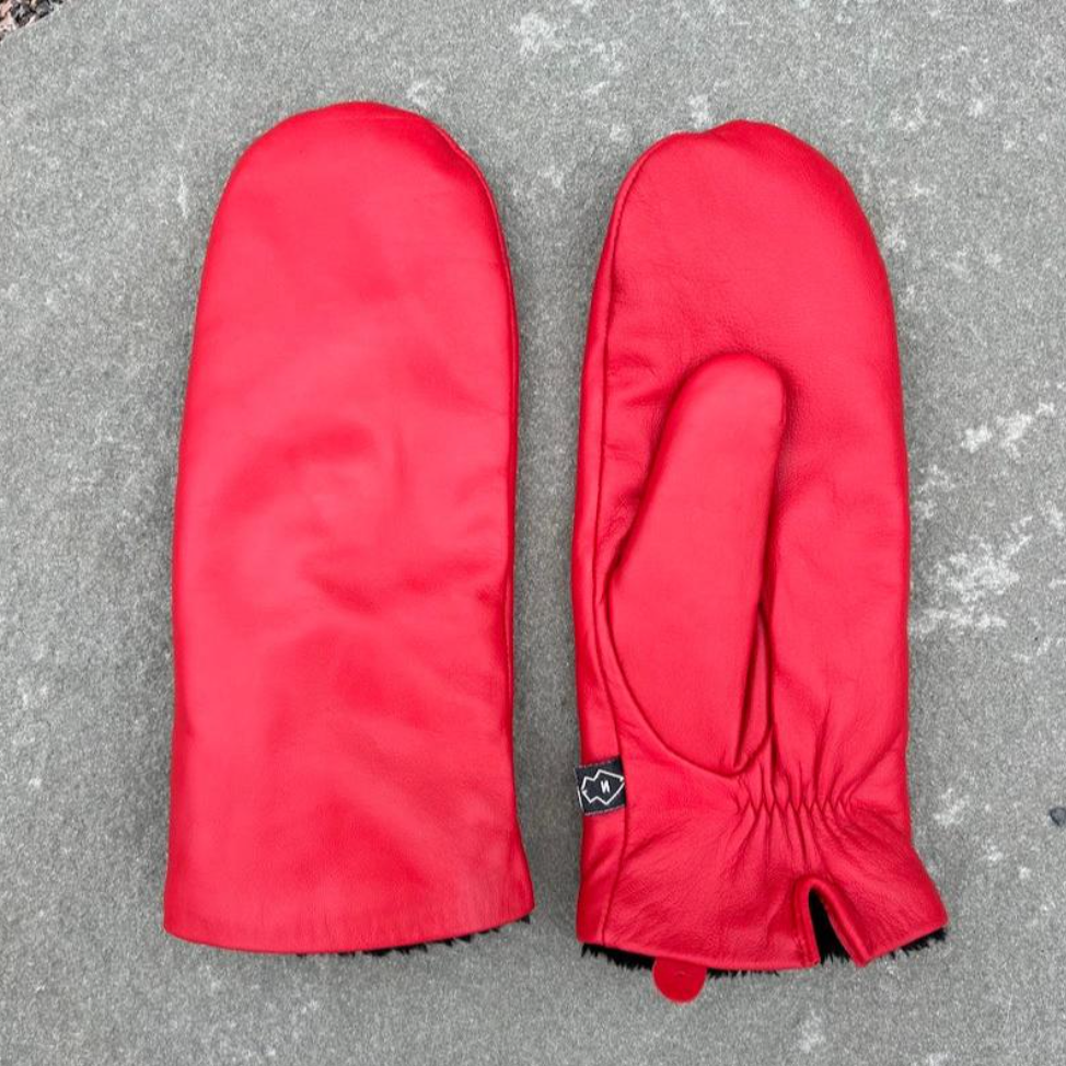 Red Leather Mittens - by Namakan Goods