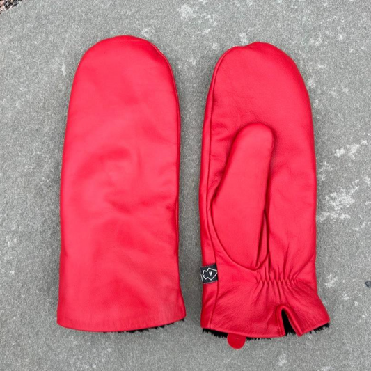 Red Leather Mittens - by Namakan Goods