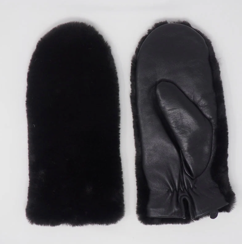 Black Faux Fur Mittens - by Namakan Goods