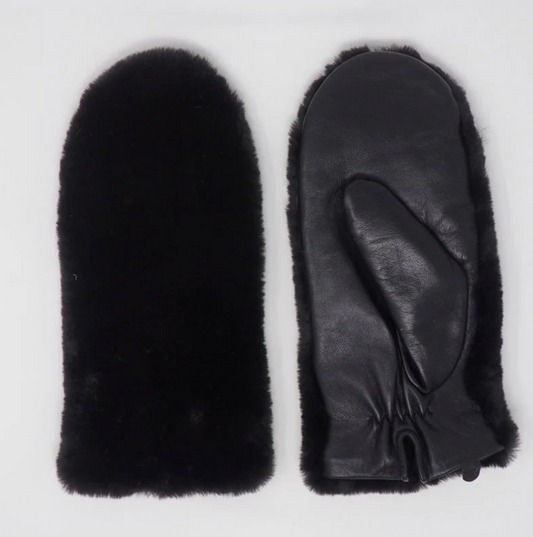Black Faux Fur Mittens - by Namakan Goods