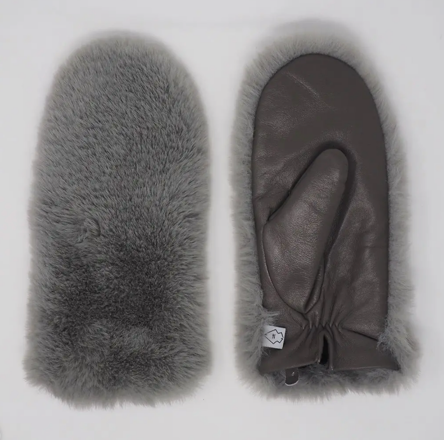 Gray Faux Fur Mittens - by Namakan Goods