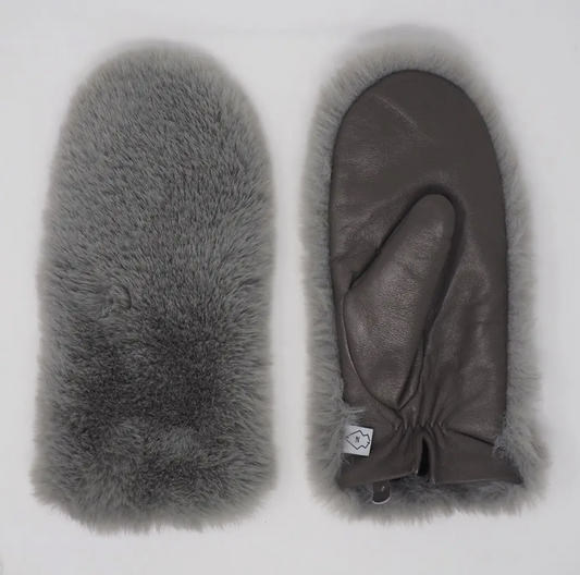 Gray Faux Fur Mittens - by Namakan Goods