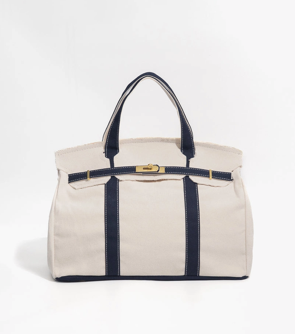 Natural/Navy Canvas Bag