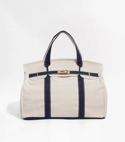 Natural/Navy Canvas Bag